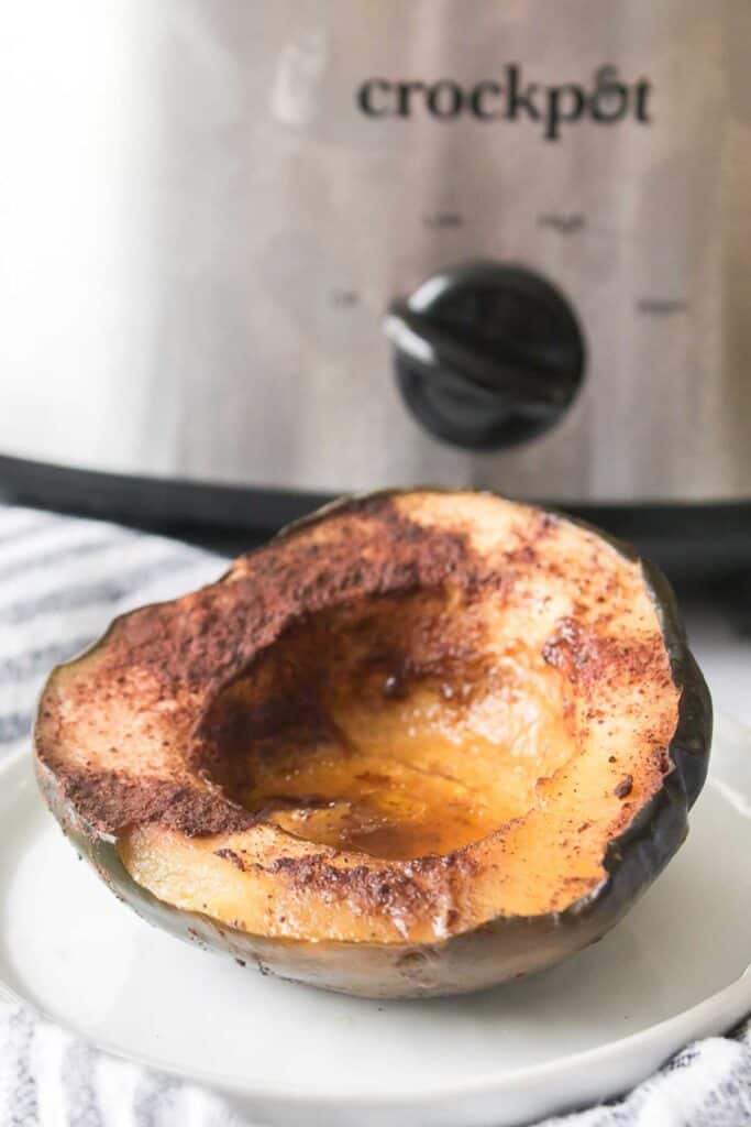 half acorn squash cooked in crock pot