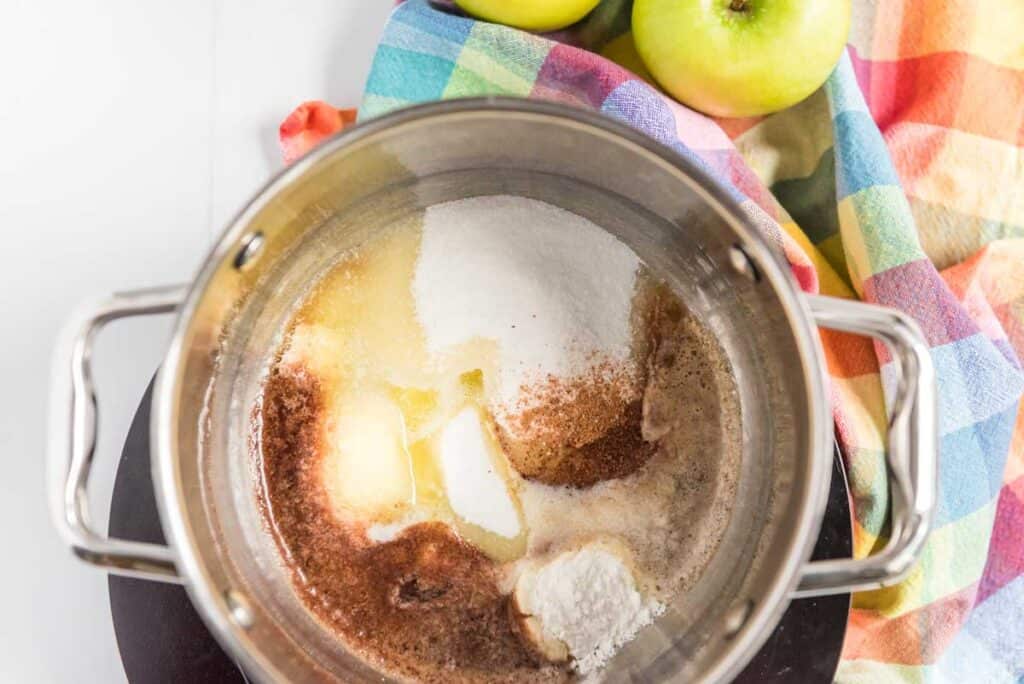 pot with butter and brown sugar