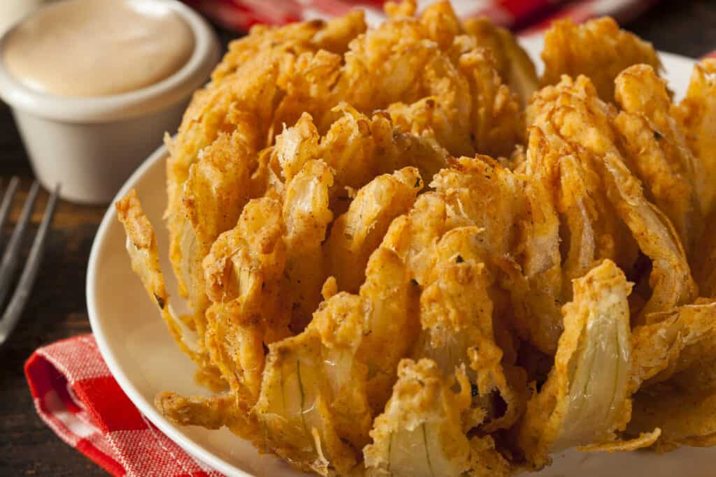 bloomin onion with dipping sauce