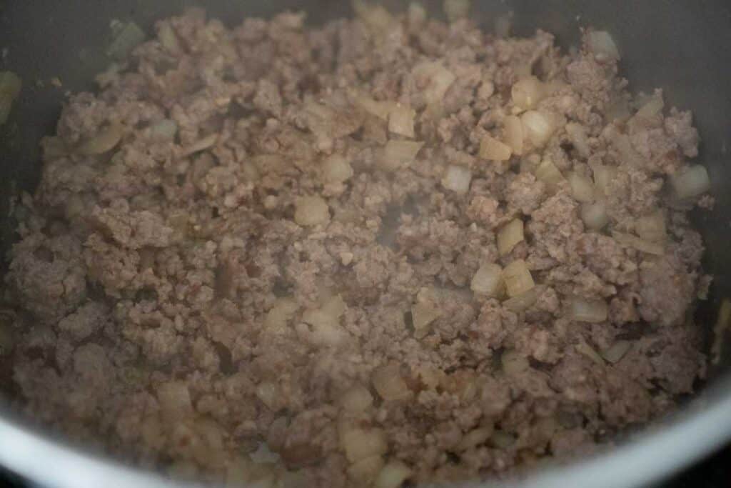 ground sausage in pot