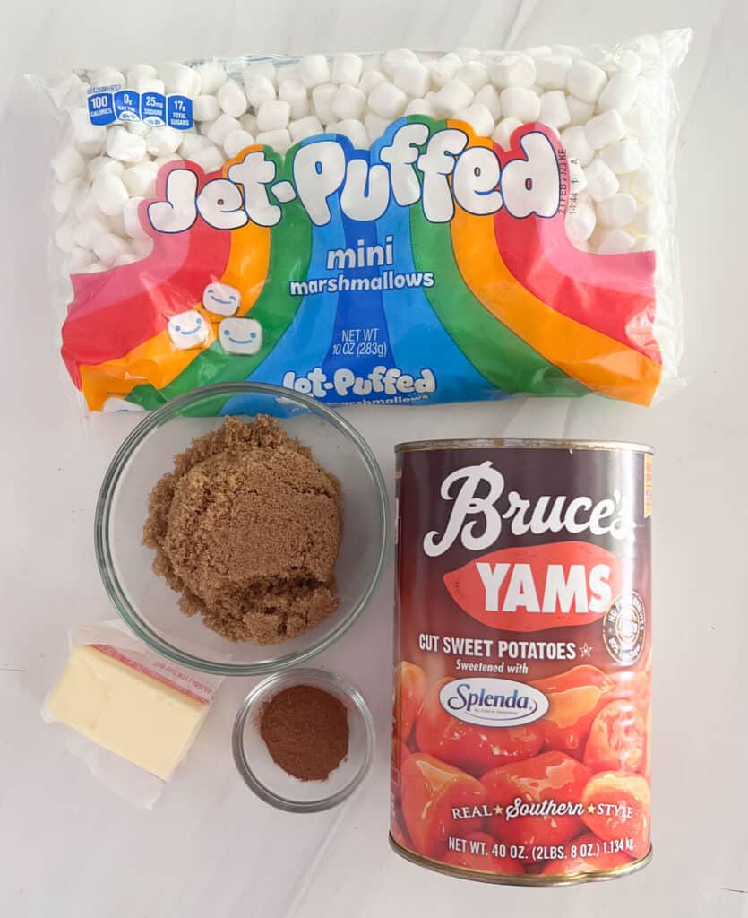 candied yam ingredients on marble countertop