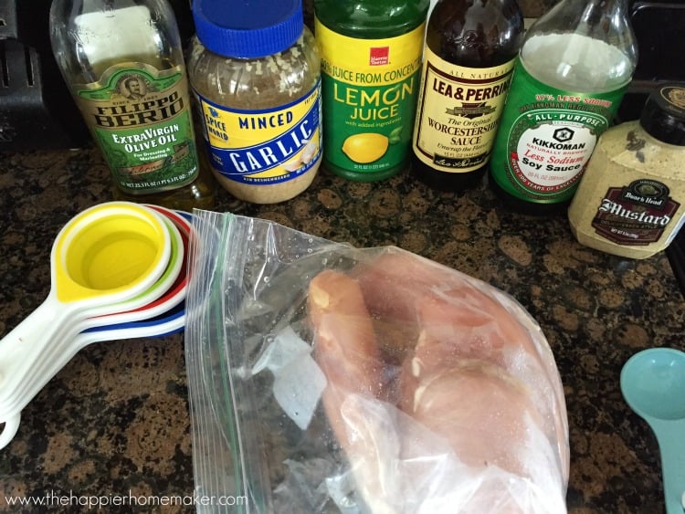 chicken marinade ingredients on counter