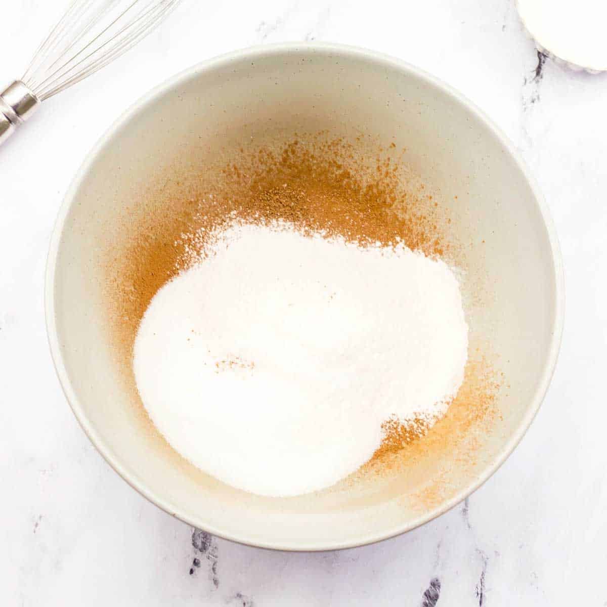 cocoa powder and flour in a mixing bowl