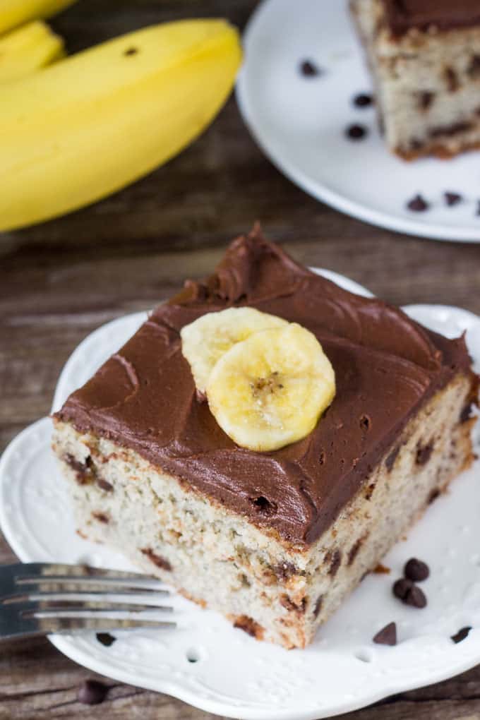 Chocolate Chip Banana Cake with Chocolate Frosting