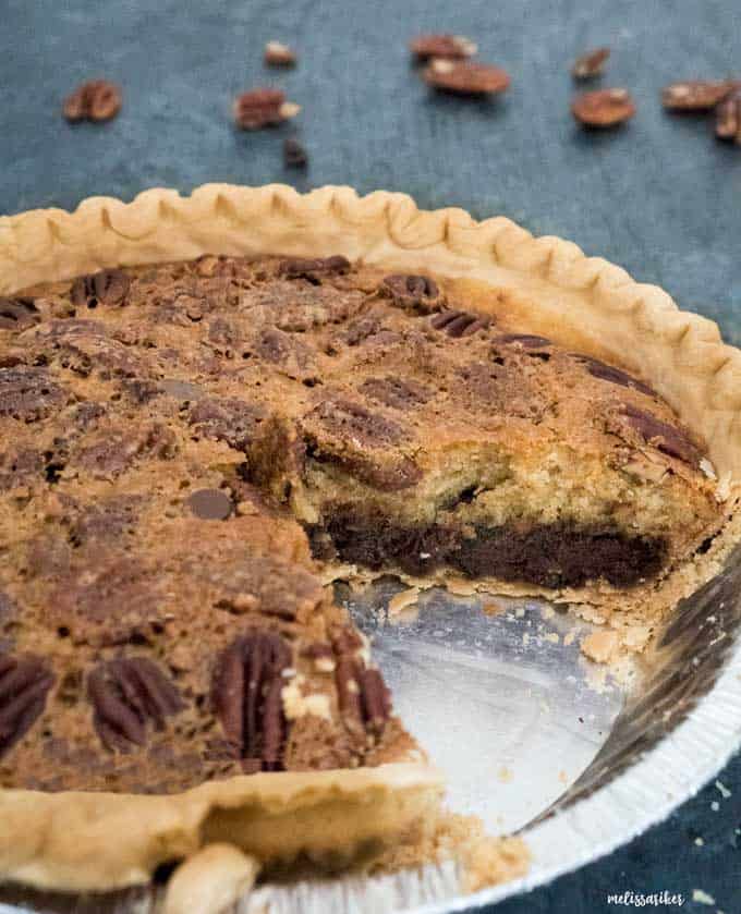 Kentucky derby pie with one slice missing