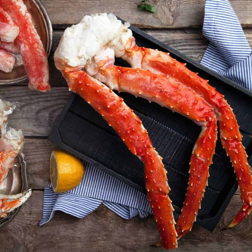 crab legs on table