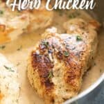 creamy garlic herb chicken in pan