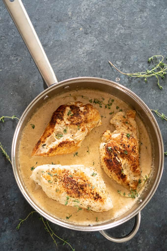 Chicken breast with garlic herb cream sauce