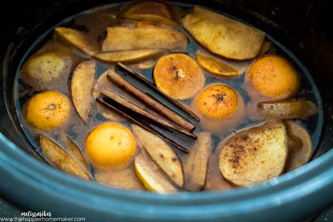 A crockpot filled with simmering potpourri 