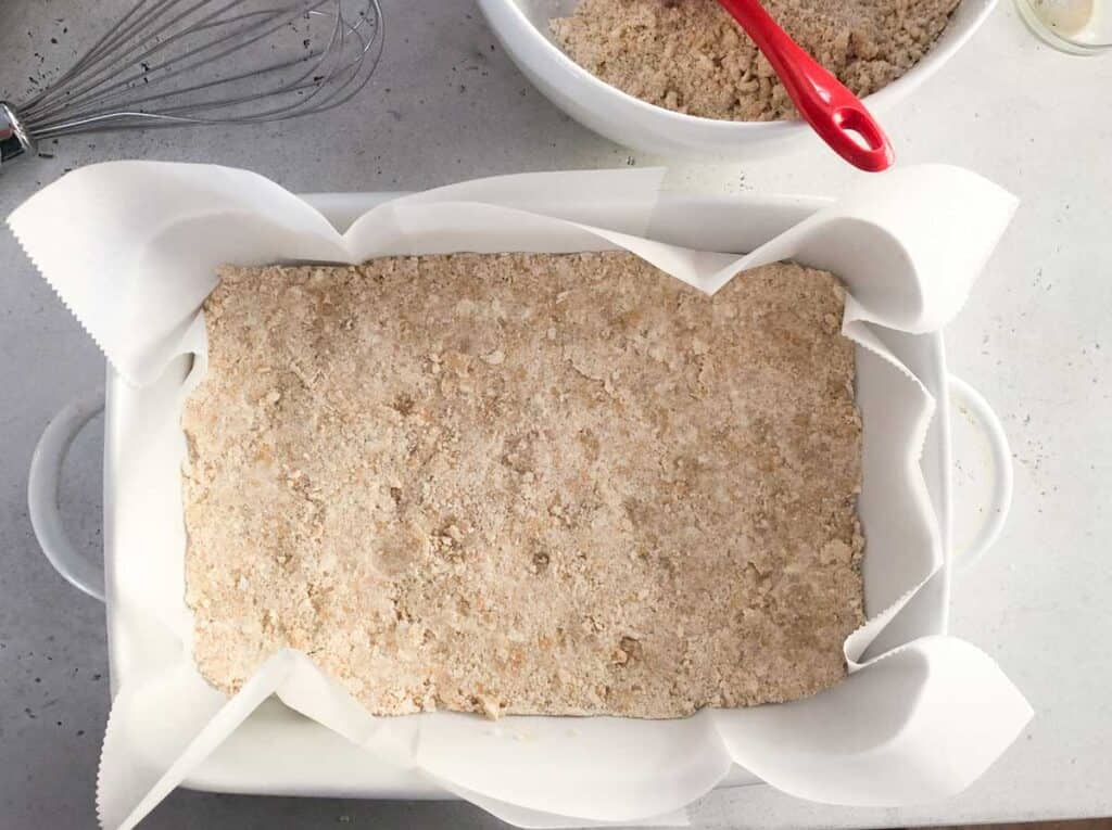 shortbread crust in baking dish