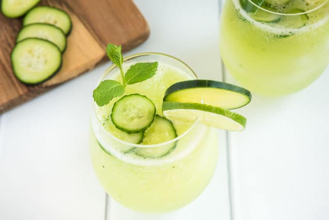 cucumber agua fresca in glass