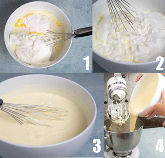 collage of step by step photos for mixing pudding for dirt cake