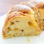 sliced peach bundt cake