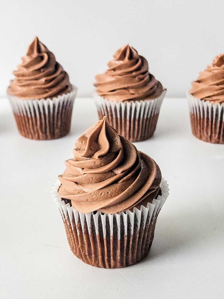 hot chocolate cupcakes after frosting