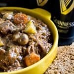 Guinness Irish Beef Stew in yellow bowl