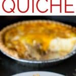 Hearty Bacon Cheddar Quiche pulls together in a snap and is perfect for brunch or potluck dinners! Made in a deep dish pie crust, it is always a hit!