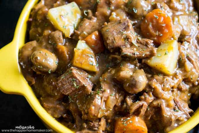 A close up of Guinness Irish Beef Stew