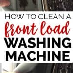 collage of how to clean a front load washing machine