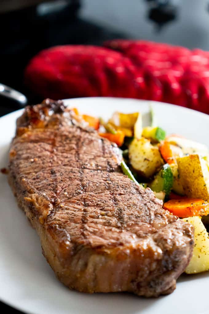 steakhouse steak with roasted vegetables