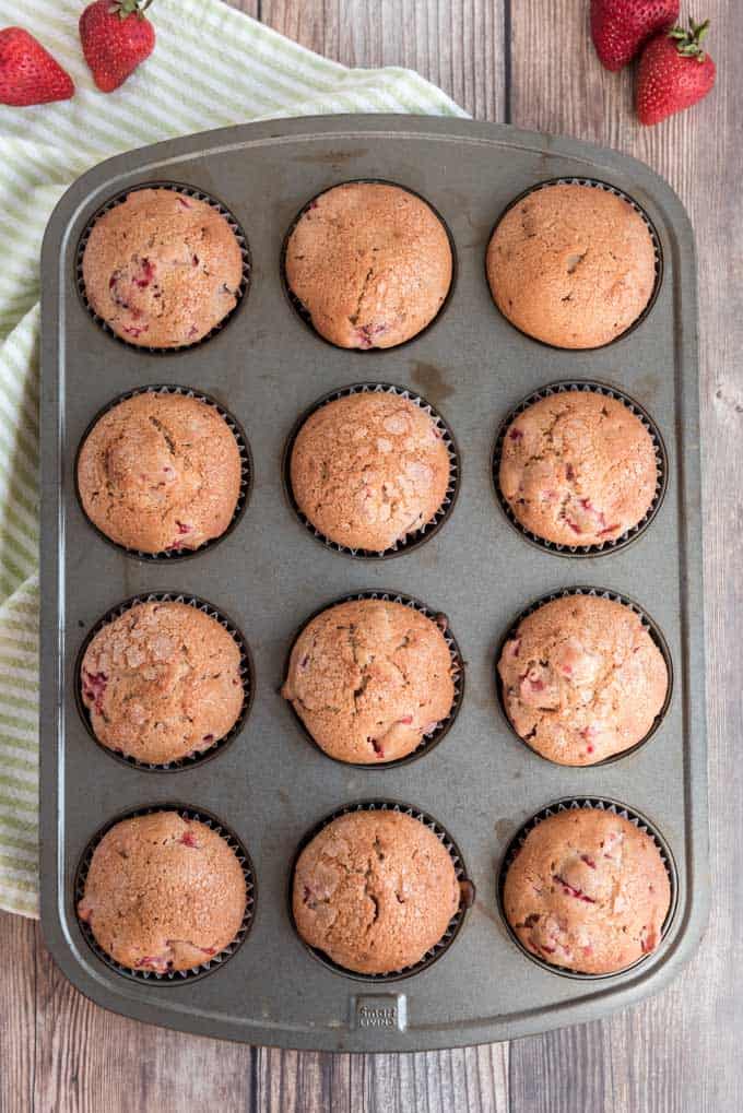 homemade strawberry muffins in muffin pan