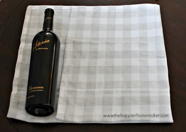bottle of wine on a tea towel