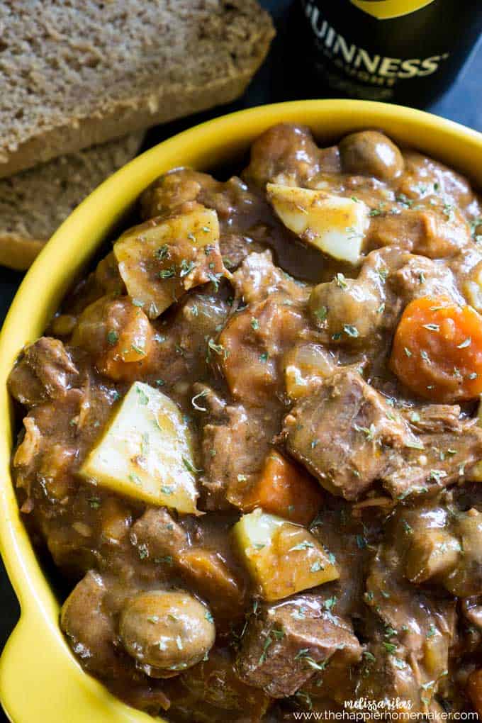 A close up of Guinness Irish Beef Stew