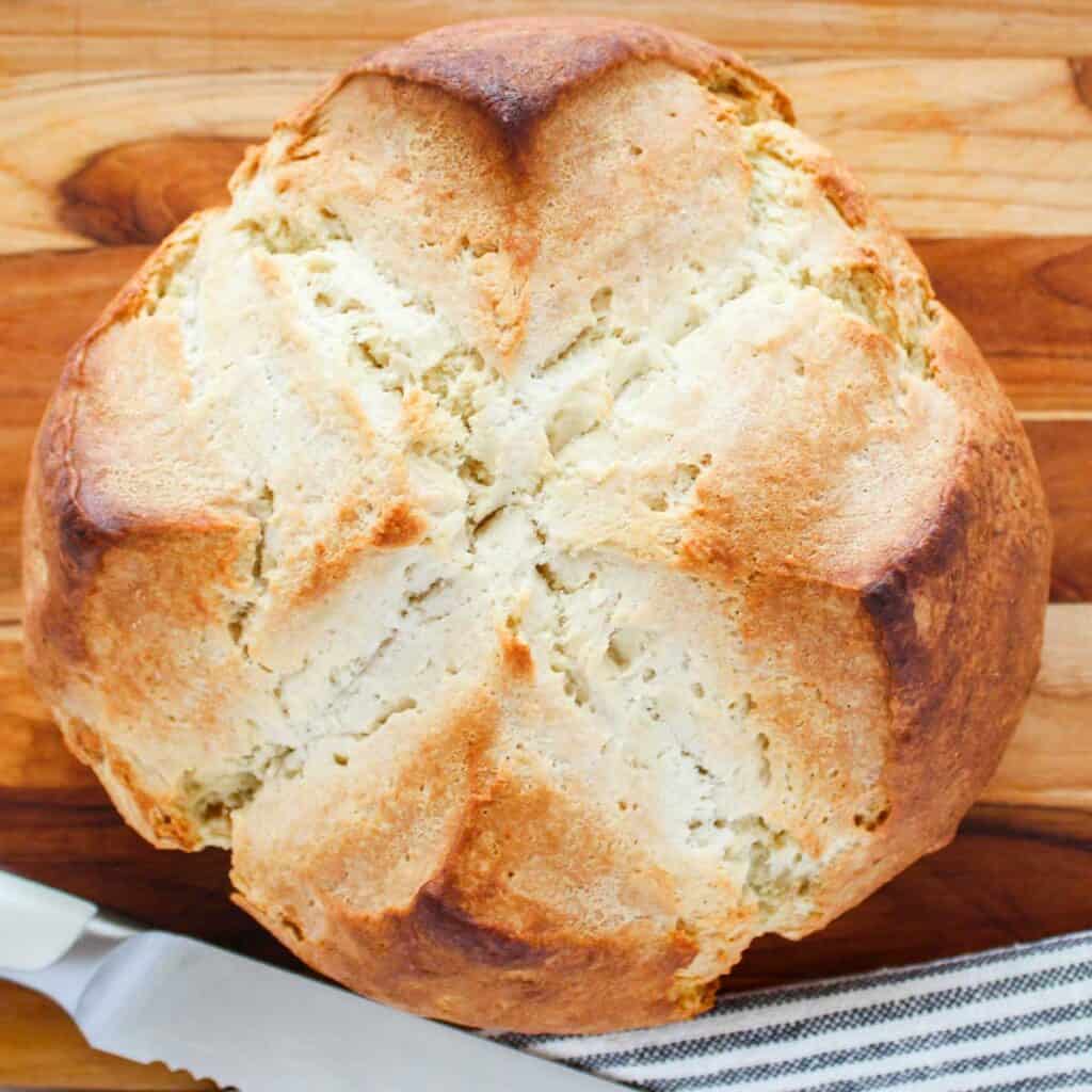 Irish soda bread loaf from above