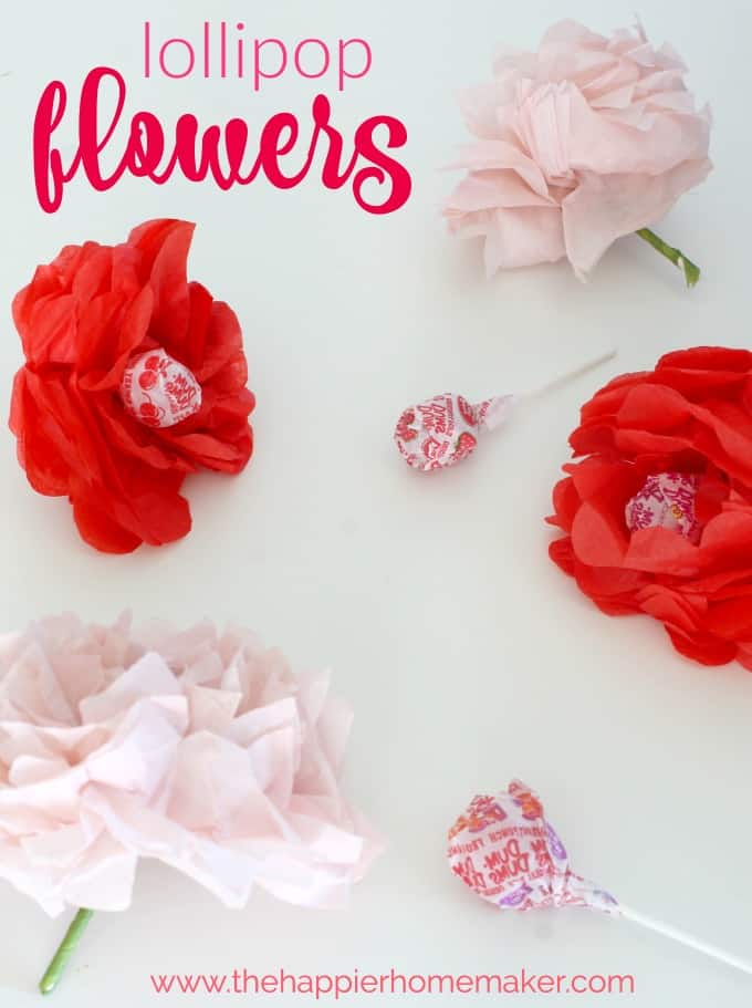 Valentine’s Day Craft – Tissue Paper Flower Lollipops