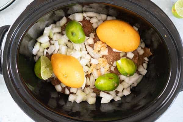 carnitas ingredients in slow cooker