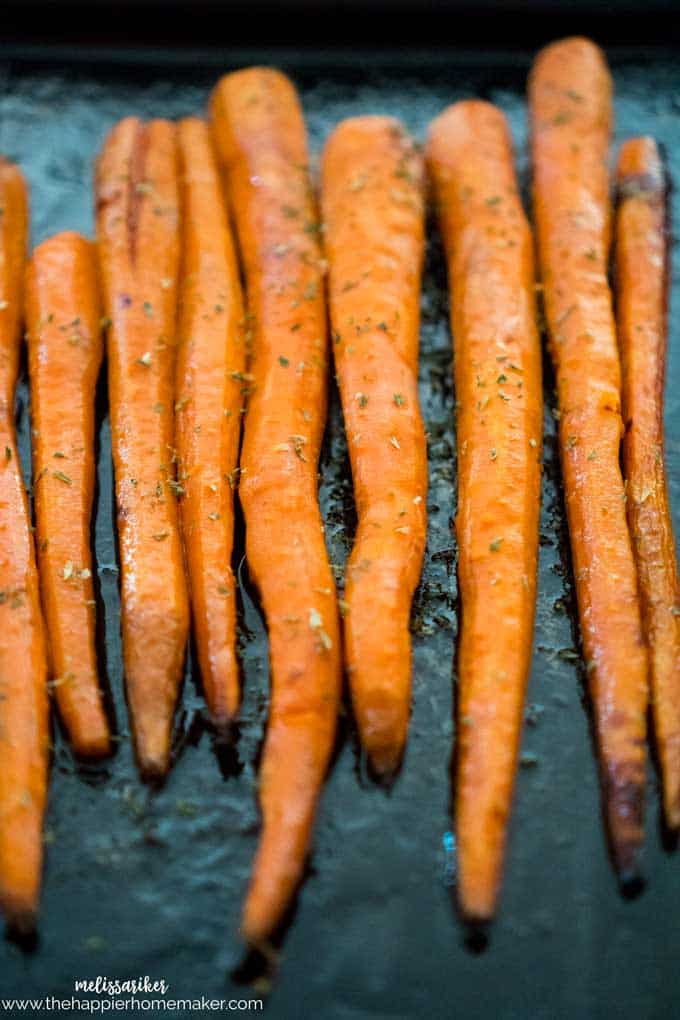 Roasted carrots after being cooked