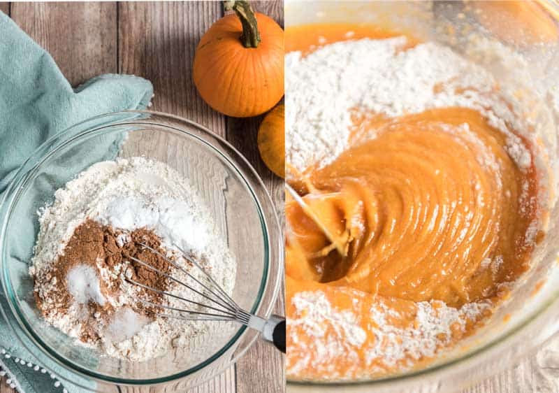 mixing pumpkin muffin batter