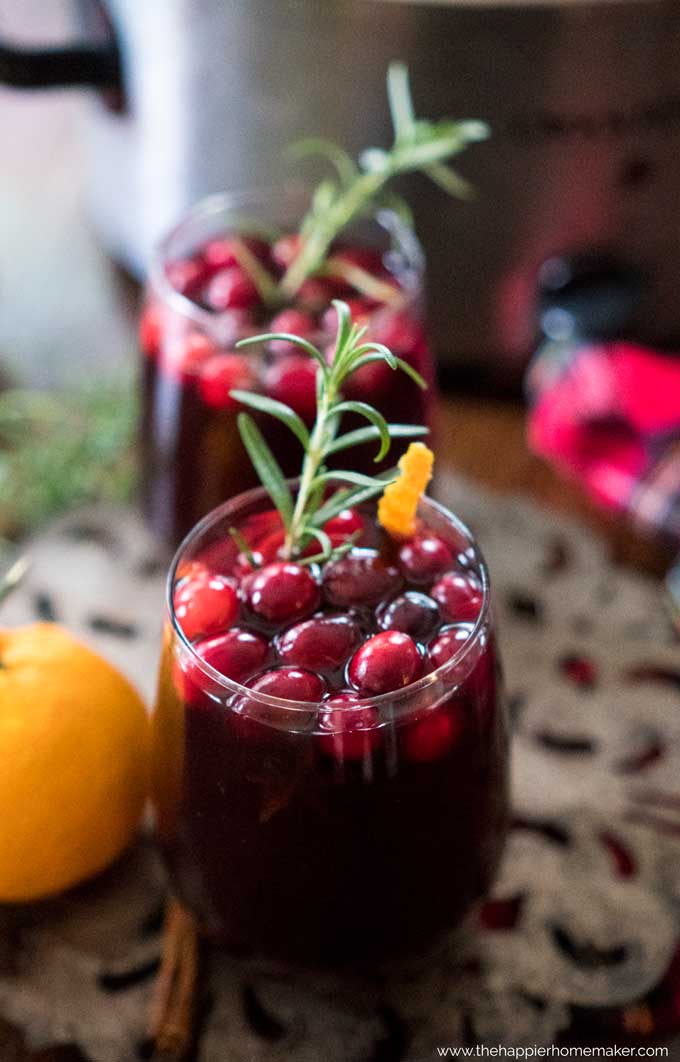 close up of mulled wine in glass