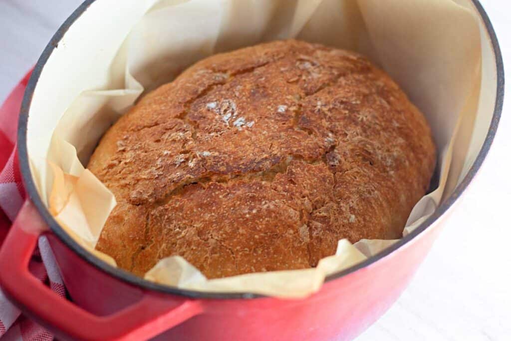 Dutch oven bread after baking