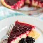 slice of lemon blackberry cheesecake
