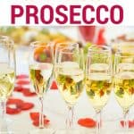 The word "prosecco" over filled glasses of prosecco