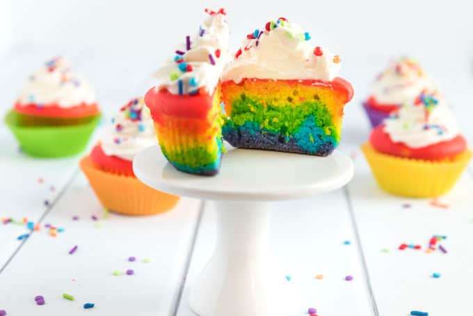 rainbow cupcakes with sprinkles