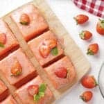 overhead view of strawberry brownies