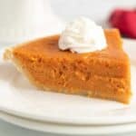 slice of sweet potato pie on white plate