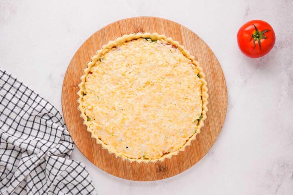 Southern tomato pie before baking