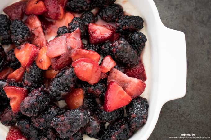 strawberry and blackberry cobbler before cooking