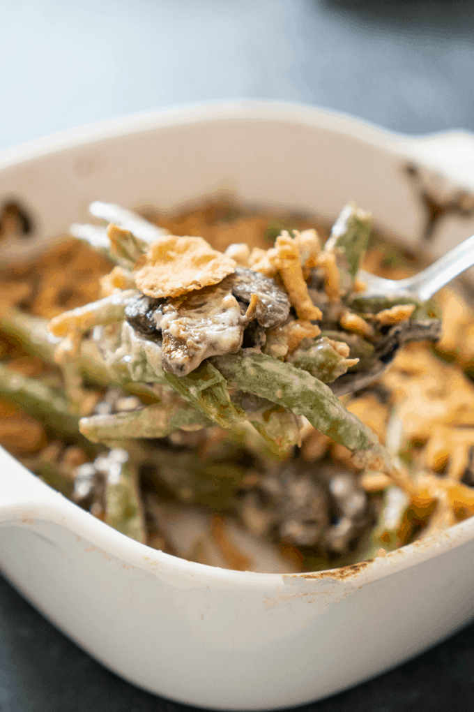 Best Green Bean Casserole from scratch in spoon